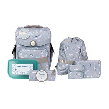 SCHOOL-MOOD - Schulranzen Set Aqua, 7-teilig - Timeless Air+ - ergonomischer Schulranzen Jungen & Mädchen - Schultasche für Kinder in der 1. bis 4. Klasse - Aqua (Nordic Collection), Einheitsgröße im Sale